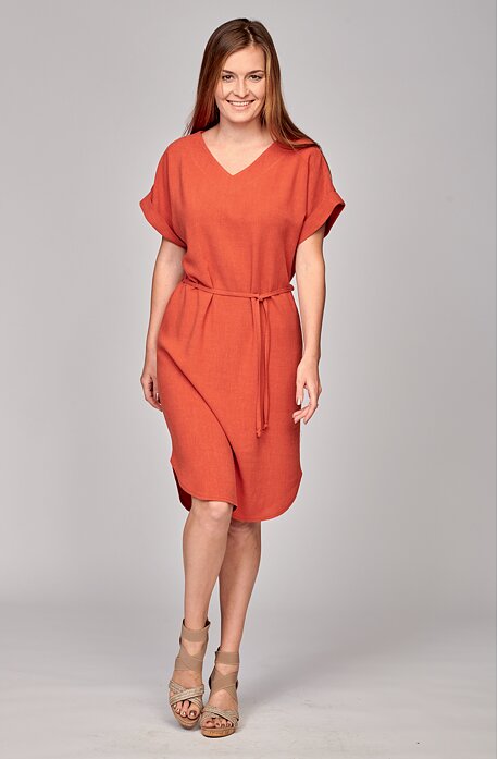 Voľné tehlové kimono dámske šaty 7037